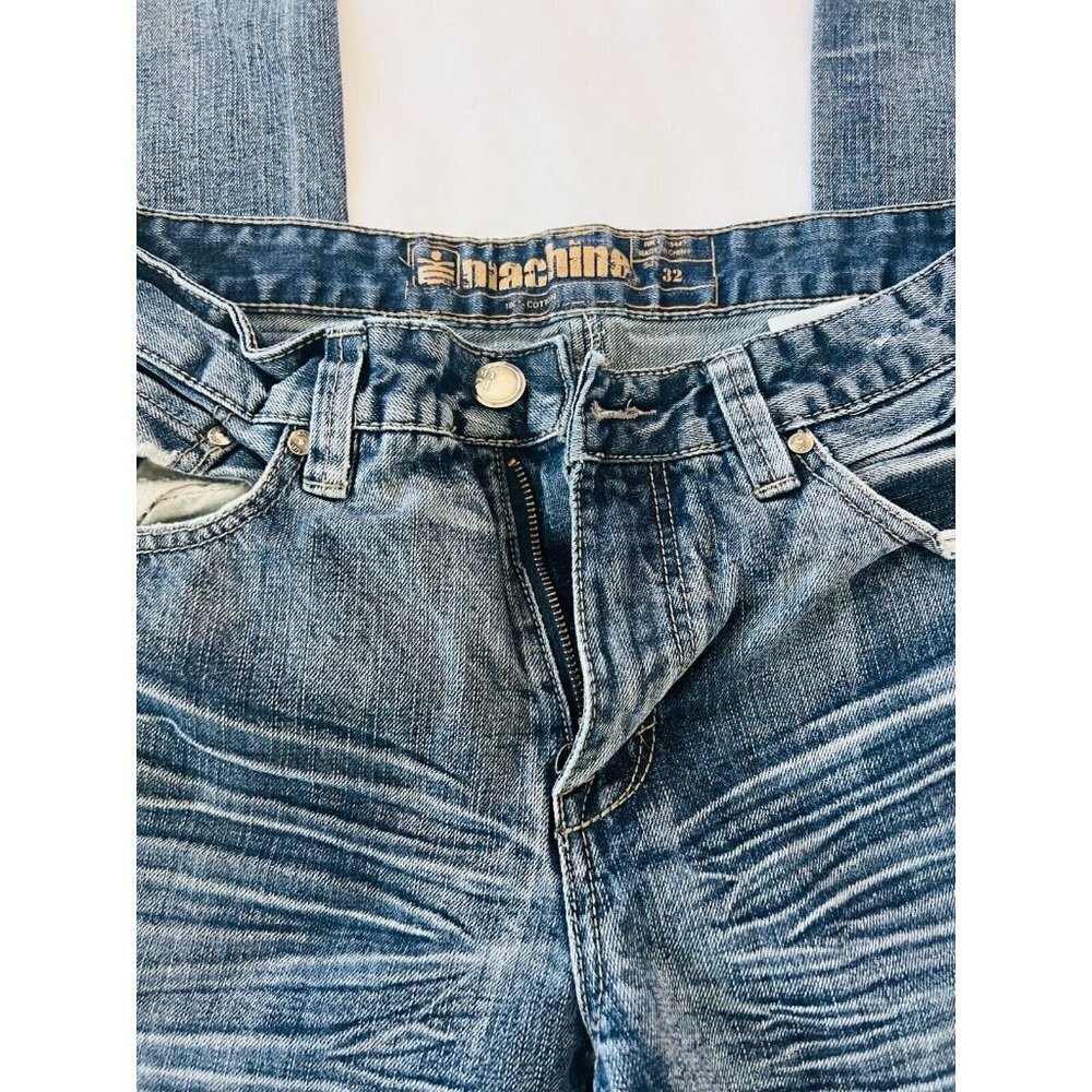Machine Womens Straight Jeans Blue Denim Mid Rise Medium Wash 5 Pocket Size 32 - Picture 4 of 8